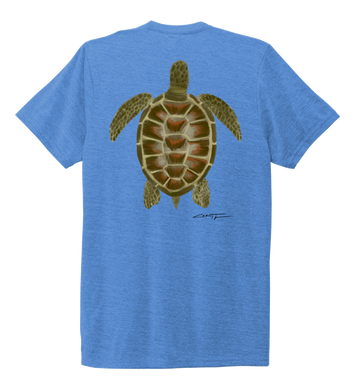 Colin Thompson, Turtle, Crew Neck T-Shirt in Sky Blue