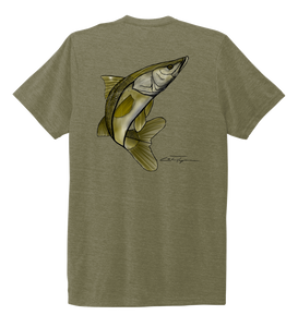Colin Thompson, Snook, Crew Neck T-Shirt in Earthy Green