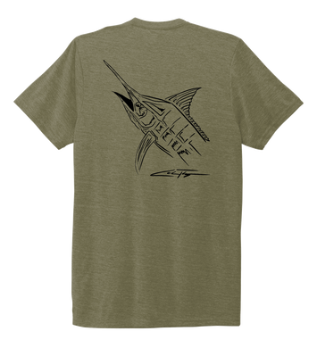 Colin Thompson, Marlin, Crew Neck T-Shirt in Earthy Green