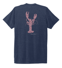 Load image into Gallery viewer, Alexandra Catherine, Fleur Pink Lobster, Unisex Crew Neck T-shirt in Deep Sea Blue