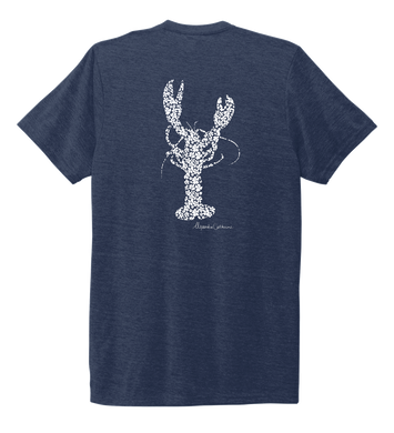 Alexandra Catherine, Fleur White Lobster, Unisex Crew Neck T-shirt in Deep Sea Blue
