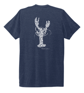 Alexandra Catherine, Fleur White Lobster, Unisex Crew Neck T-shirt in Deep Sea Blue