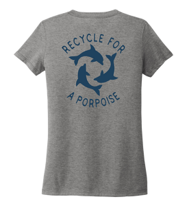 StepChange, Porpoise, Women's V-neck T-shirt in Oyster Grey