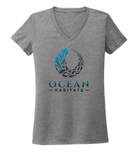 Load image into Gallery viewer, Ocean Habitats - Women&#39;s V-neck T-shirt in Oyster Grey