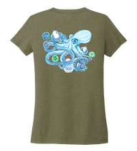 Load image into Gallery viewer, Lauren Gilliam, Octopus, Women&#39;s V-neck T-shirt in Earthy Green