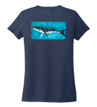 Load image into Gallery viewer, Ronnie Reasonover, The Whale, Women&#39;s V-neck T-shirt in Deep Sea Blue