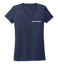 Load image into Gallery viewer, StepChange, Porpoise, Women&#39;s V-neck T-shirt in Deep Sea Blue
