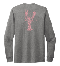 Load image into Gallery viewer, Alexandra Catherine, Fleur Pink Lobster, Unisex Crew Neck Long Sleeve T-shirt in Oyster Grey