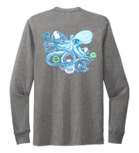 Load image into Gallery viewer, Lauren Gilliam, Octopus, Unisex Crew Neck Long Sleeve T-shirt in Oyster Grey