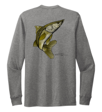 Load image into Gallery viewer, Colin Thompson, Snook, Crew Neck Long Sleeve T-Shirt in Oyster Grey