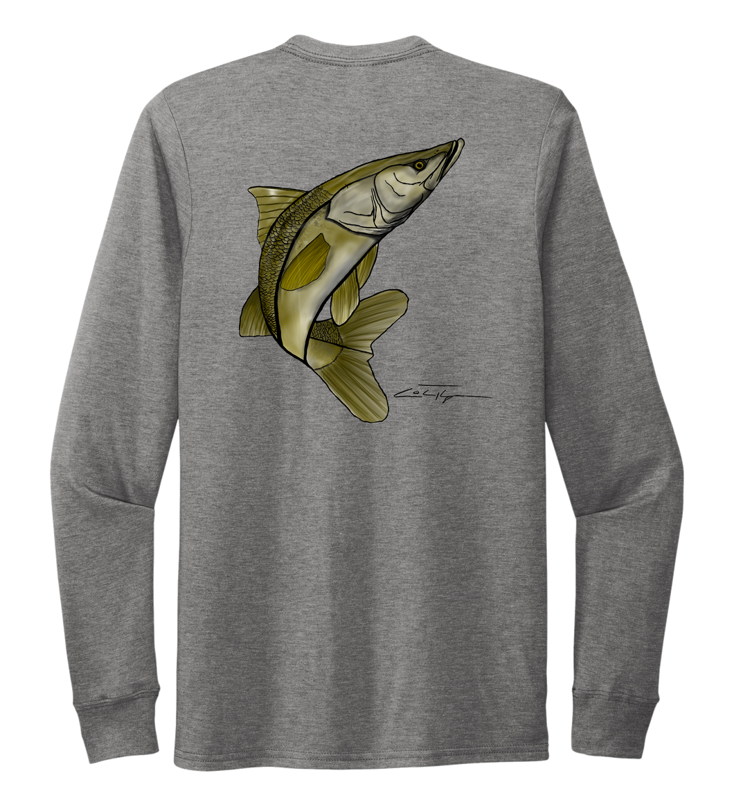 Colin Thompson, Snook, Crew Neck Long Sleeve T-Shirt in Oyster Grey
