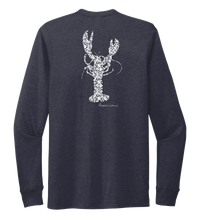 Load image into Gallery viewer, Alexandra Catherine, Fleur White Lobster, Unisex Crew Neck Long Sleeve T-shirt in Deep Sea Blue