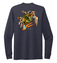 Load image into Gallery viewer, Ronnie Reasonover, The Crab, Crew Neck Long Sleeve T-Shirt in Deep Sea Blue