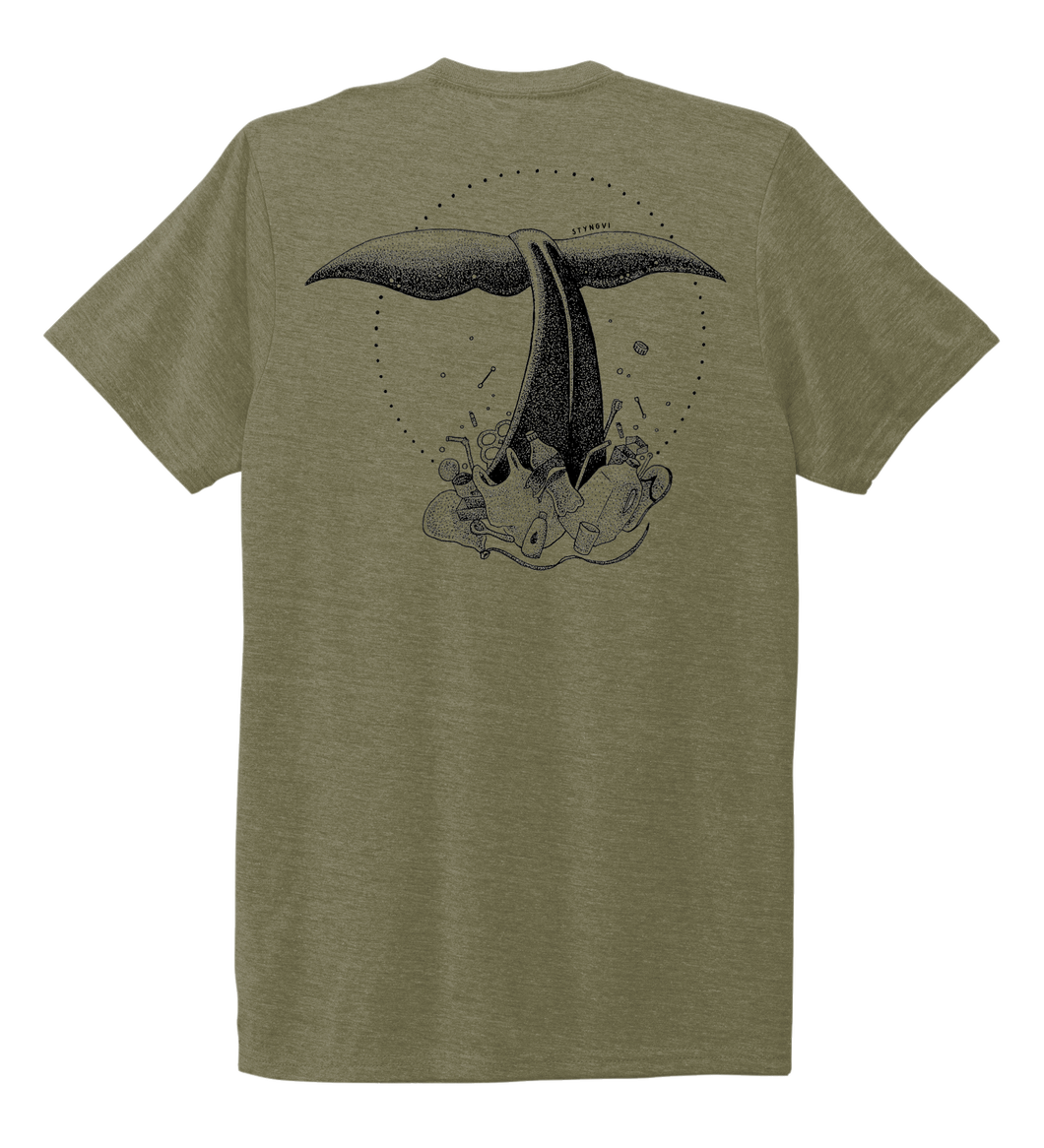 STYNGVI, Whale Fluke, Unisex Crew Neck T-shirt in Earthy Green