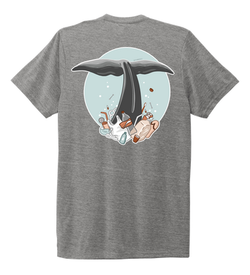 STYNGVI, Whale Fluke (colored), Unisex Crew Neck T-shirt in Oyster Grey