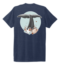 Load image into Gallery viewer, STYNGVI, Whale Fluke (colored), Unisex Crew Neck T-shirt in Deep Sea Blue