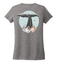 Load image into Gallery viewer, STYNGVI, Whale Fluke (colored), Women&#39;s V-neck T-shirt in Oyster Grey