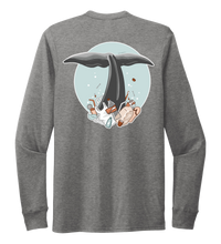 Load image into Gallery viewer, STYNGVI, Whale Fluke (colored), Unisex Crew Neck Long Sleeve T-shirt in Oyster Grey