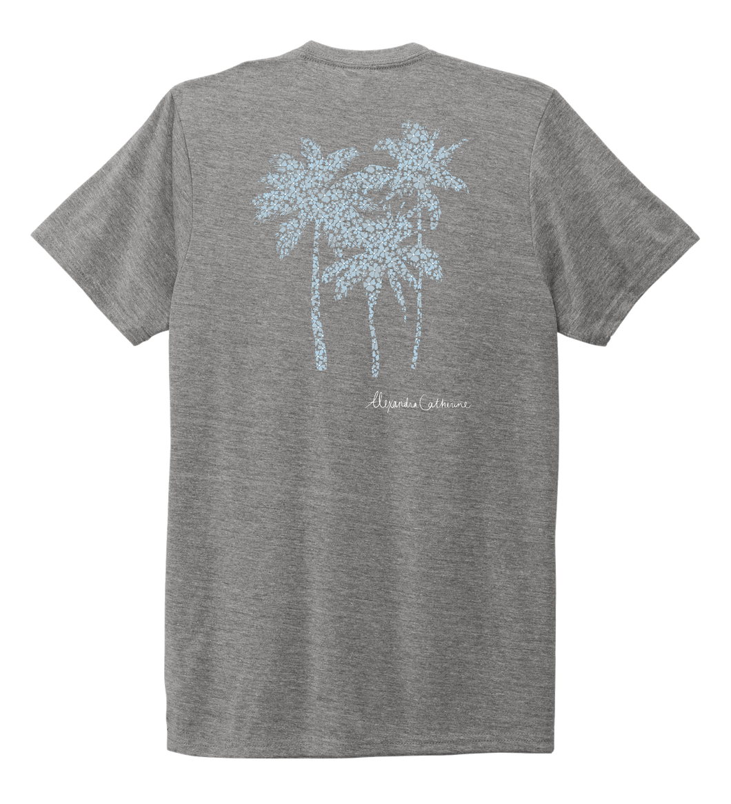 Alexandra Catherine, Palm Trees, Unisex Crew Neck T-shirt in Oyster Grey