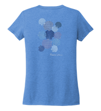 Load image into Gallery viewer, Alexandra Catherine, Tossed Seashells, Women&#39;s V-neck T-shirt in Sky Blue