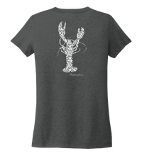 Load image into Gallery viewer, Alexandra Catherine, Fleur White Lobster, Women&#39;s V-neck T-shirt in Slate Black