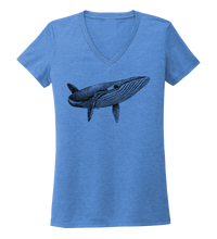 Load image into Gallery viewer, STYNGVI, Humpback Whale, Women&#39;s V-neck T-shirt in Sky Blue
