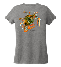 Load image into Gallery viewer, Ronnie Reasonover, The Crab, Women&#39;s V-neck T-shirt in Oyster Grey