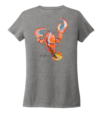 Reasonover, The Lobster, Women's V-neck T-shirt in Oyster Grey