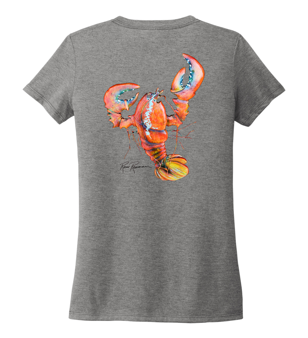 Reasonover, The Lobster, Women's V-neck T-shirt in Oyster Grey