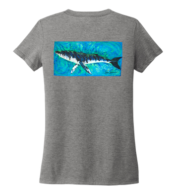 Ronnie Reasonover, The Whale, Women's V-neck T-shirt in Oyster Grey
