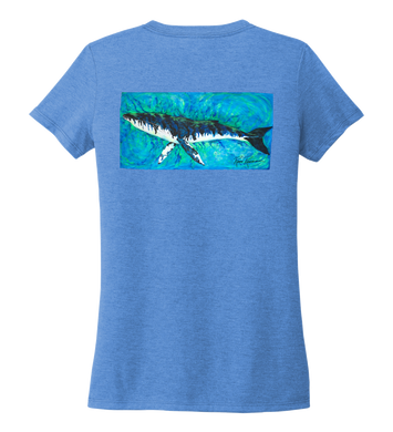 Ronnie Reasonover, The Whale, Women's V-neck T-shirt in Sky Blue