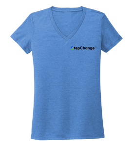 StepChange, Porpoise, Women's V-neck T-shirt in Sky Blue