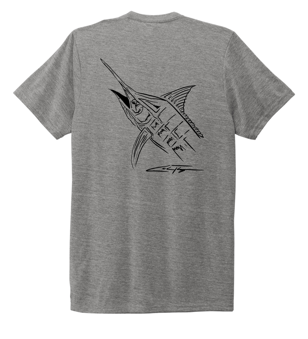 Colin Thompson, Marlin, Crew Neck T-Shirt in Oyster Grey