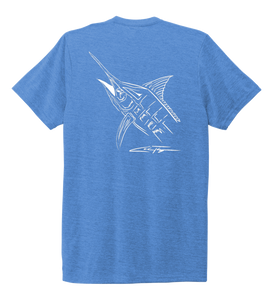 Colin Thompson, Marlin, Crew Neck T-Shirt in Sky Blue