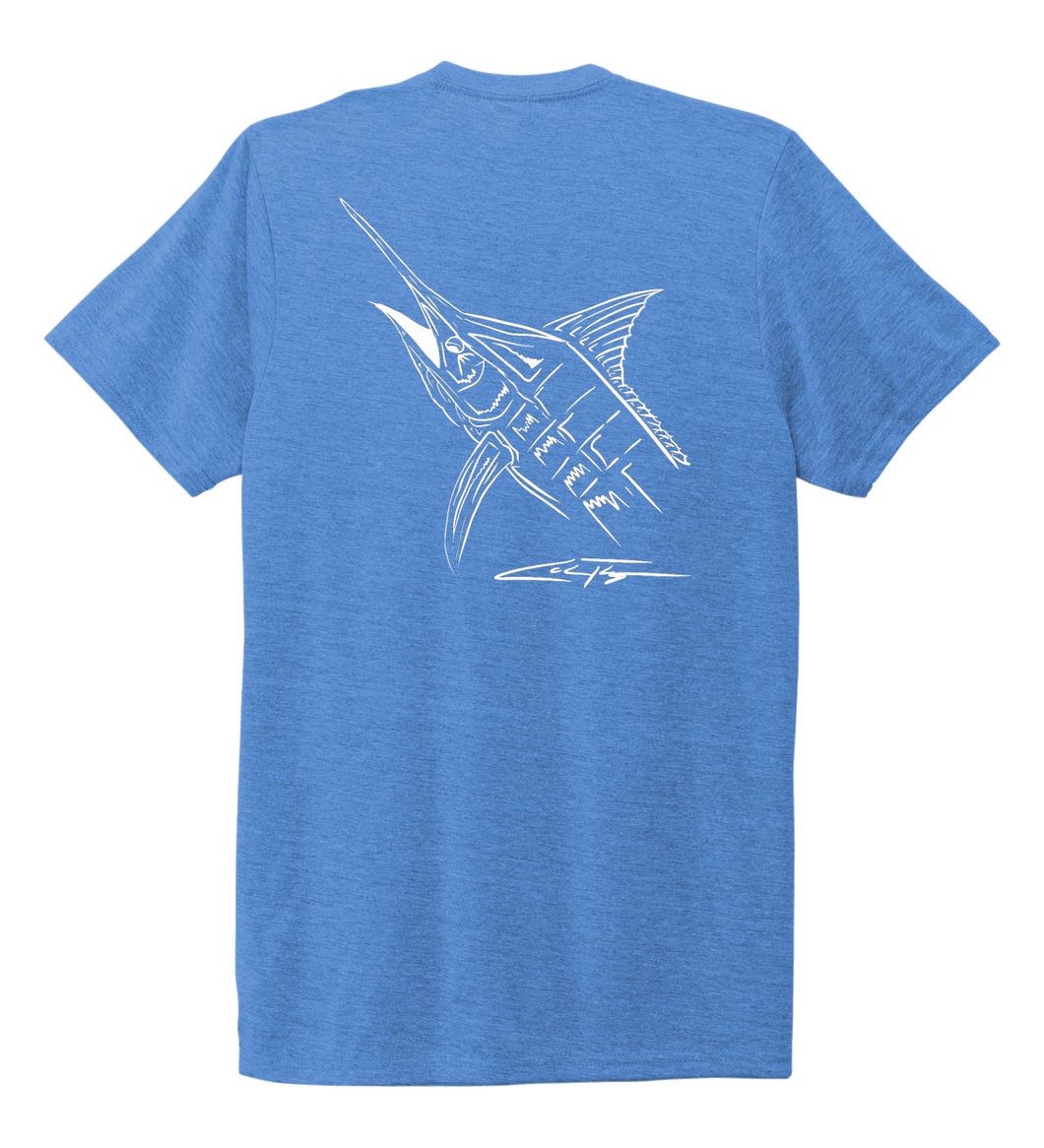 Colin Thompson, Marlin, Crew Neck T-Shirt in Sky Blue