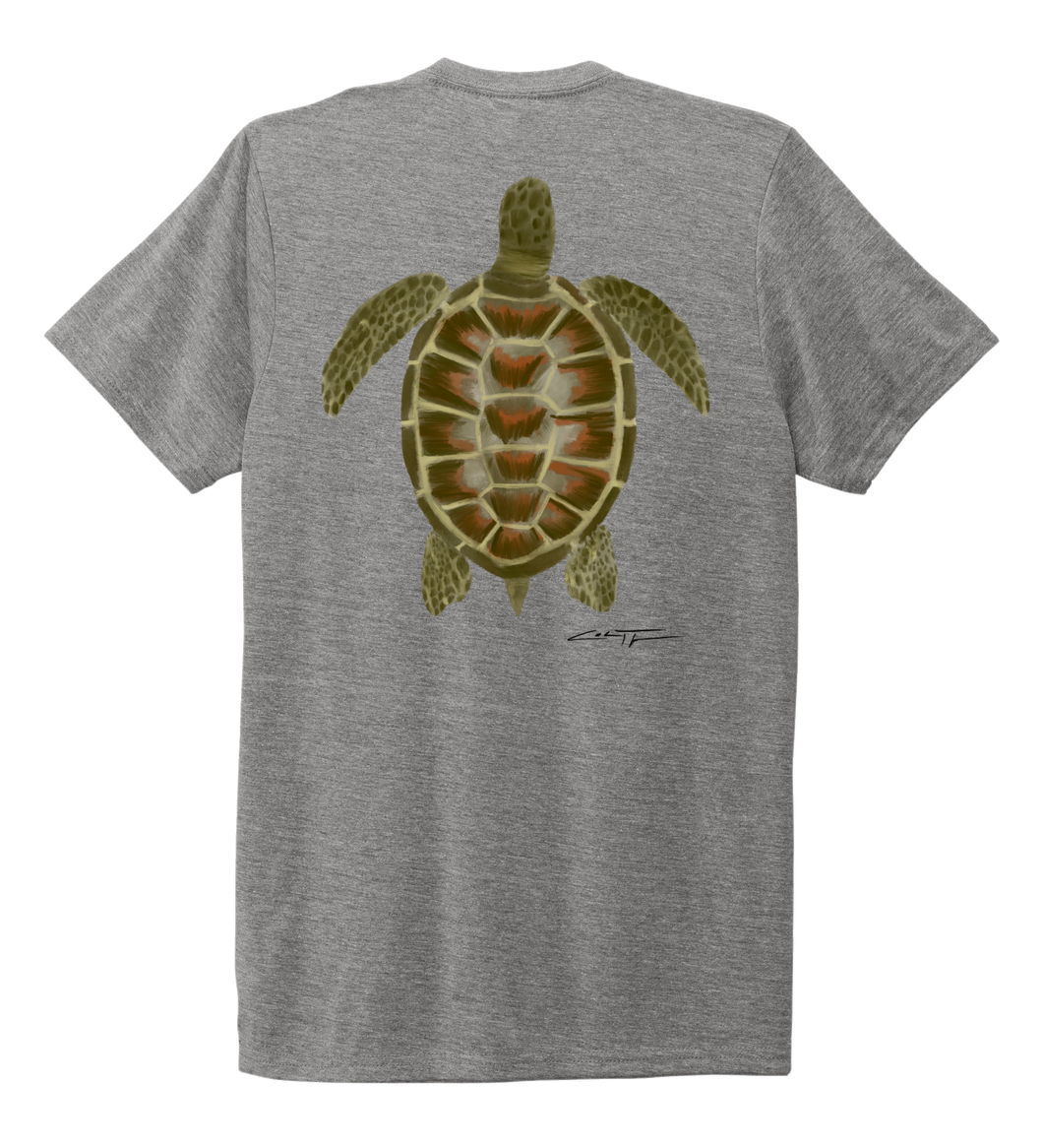 Colin Thompson, Turtle, Crew Neck T-Shirt in Oyster Grey