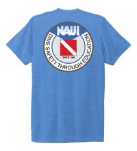Load image into Gallery viewer, Naui Dive Safety Through Education, Unisex Crew Neck T-shirt in Sky Blue