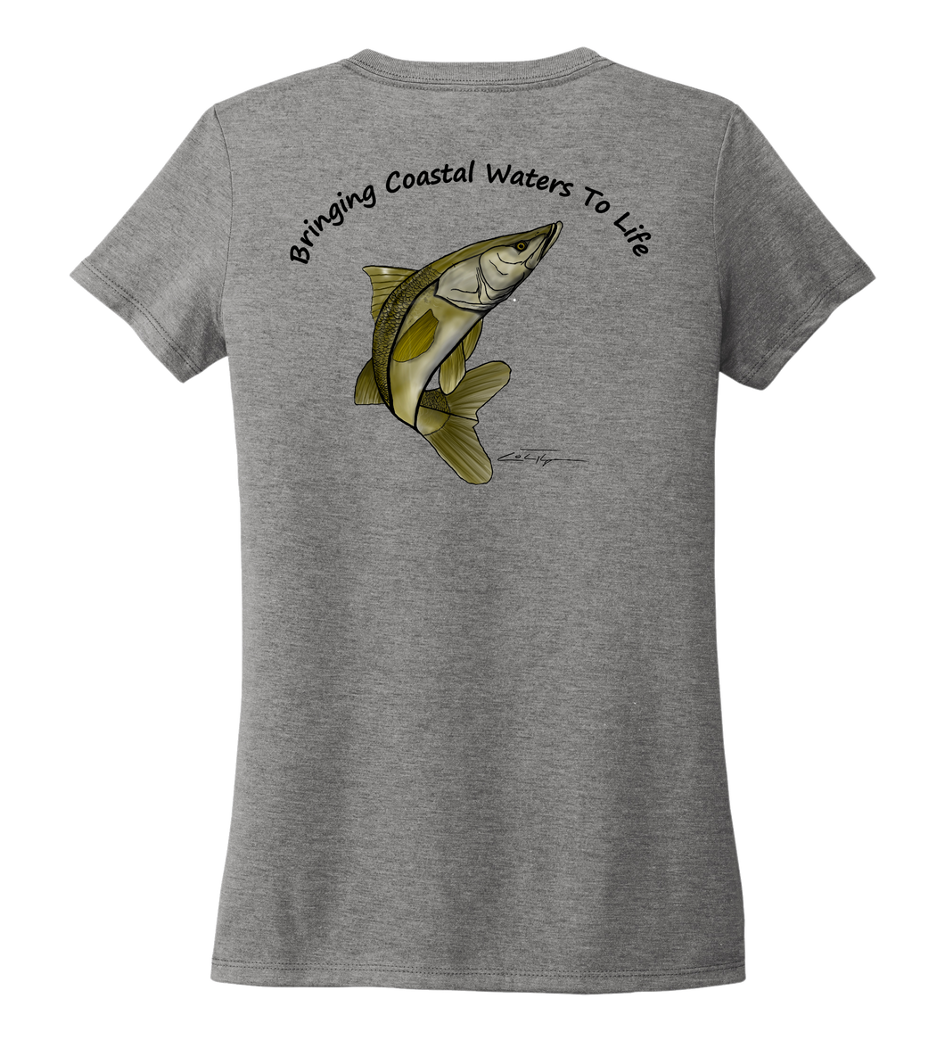 Ocean Habitats & Colin Thompson Collaboration - Women's V-neck T-shirt in Oyster Grey
