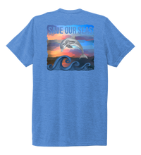 Load image into Gallery viewer, Lauren Gilliam, Dolphin, Unisex Crew Neck T-shirt in Sky Blue