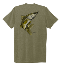 Load image into Gallery viewer, Colin Thompson, Snook, Crew Neck T-Shirt in Earthy Green