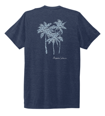 Alexandra Catherine, Palm Trees, Unisex Crew Neck T-shirt in Deep Sea Blue