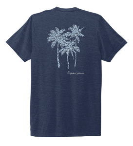 Alexandra Catherine, Palm Trees, Unisex Crew Neck T-shirt in Deep Sea Blue