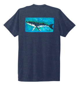 Ronnie Reasonover, The Whale, Crew Neck T-Shirt in Deep Sea Blue