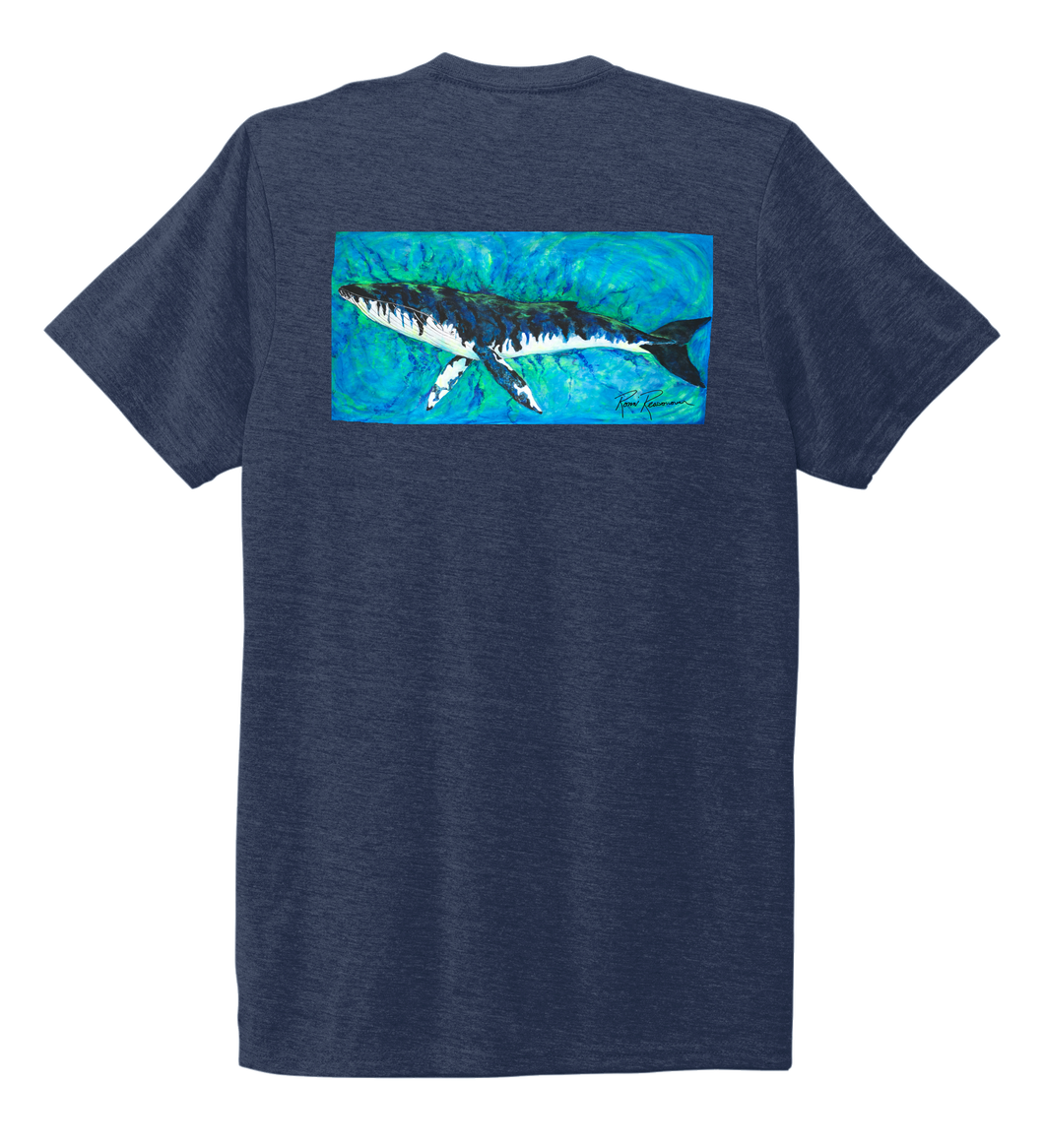 Ronnie Reasonover, The Whale, Crew Neck T-Shirt in Deep Sea Blue
