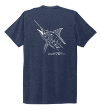 Load image into Gallery viewer, Colin Thompson, Marlin, Crew Neck T-Shirt in Deep Sea Blue