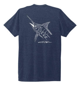 Colin Thompson, Marlin, Crew Neck T-Shirt in Deep Sea Blue