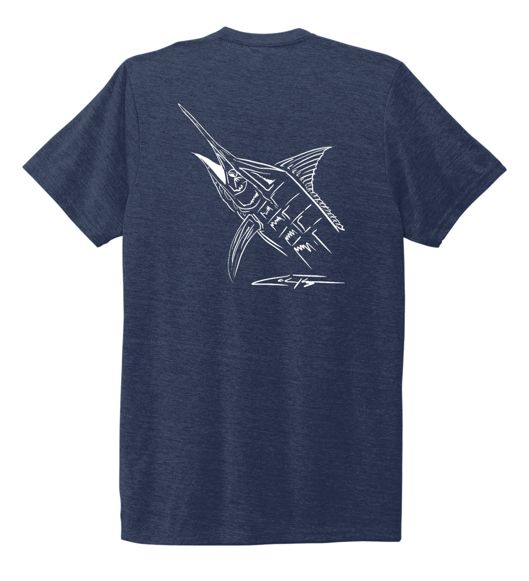 Colin Thompson, Marlin, Crew Neck T-Shirt in Deep Sea Blue