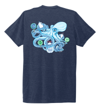 Load image into Gallery viewer, Lauren Gilliam, Octopus, Unisex Crew Neck T-shirt in Deep Sea Blue