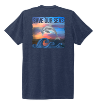Load image into Gallery viewer, Lauren Gilliam, Dolphin, Unisex Crew Neck T-shirt in Deep Sea Blue