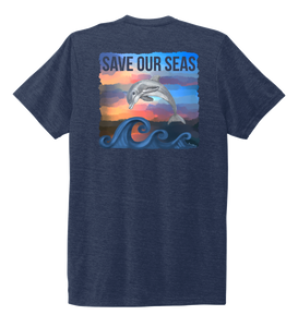 Lauren Gilliam, Dolphin, Unisex Crew Neck T-shirt in Deep Sea Blue